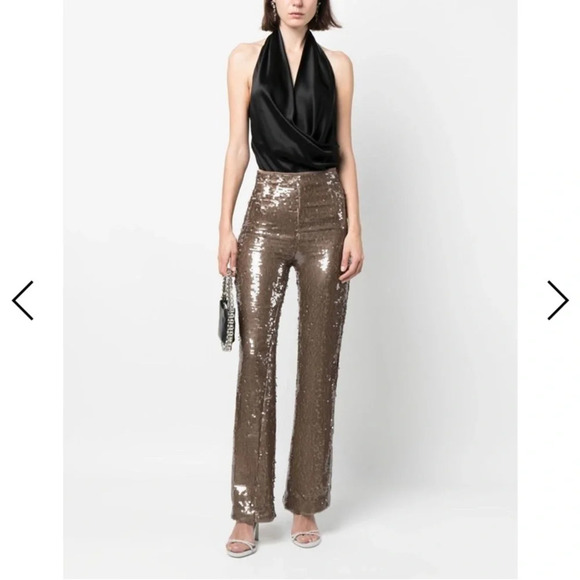 SABINA MUSAYEV Nancy Sequin Pants Small Mocha Size XL - Picture 1 of 9